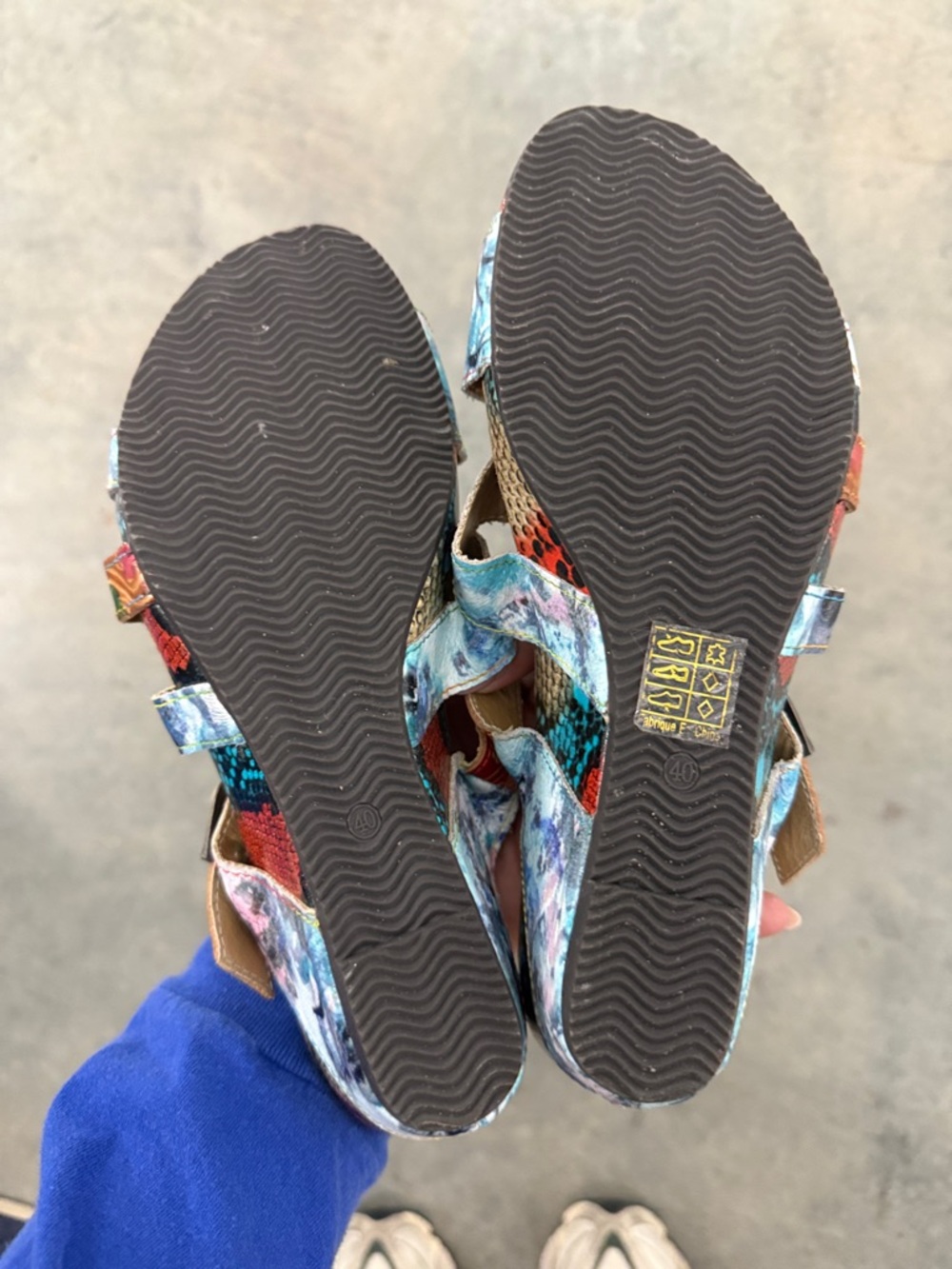 Spring Step L'Artiste Multicolor Blue and Red Patterned Strappy Sandal - Picture 4 of 5